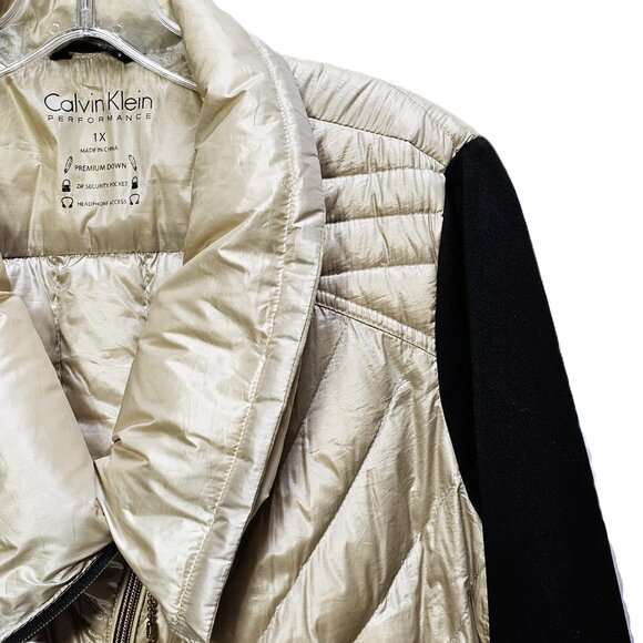 ✨ Calvin Klein Performance Jacket – Women’s 1X, Light Gold Bodice & Black Knit S - Picture 9 of 15